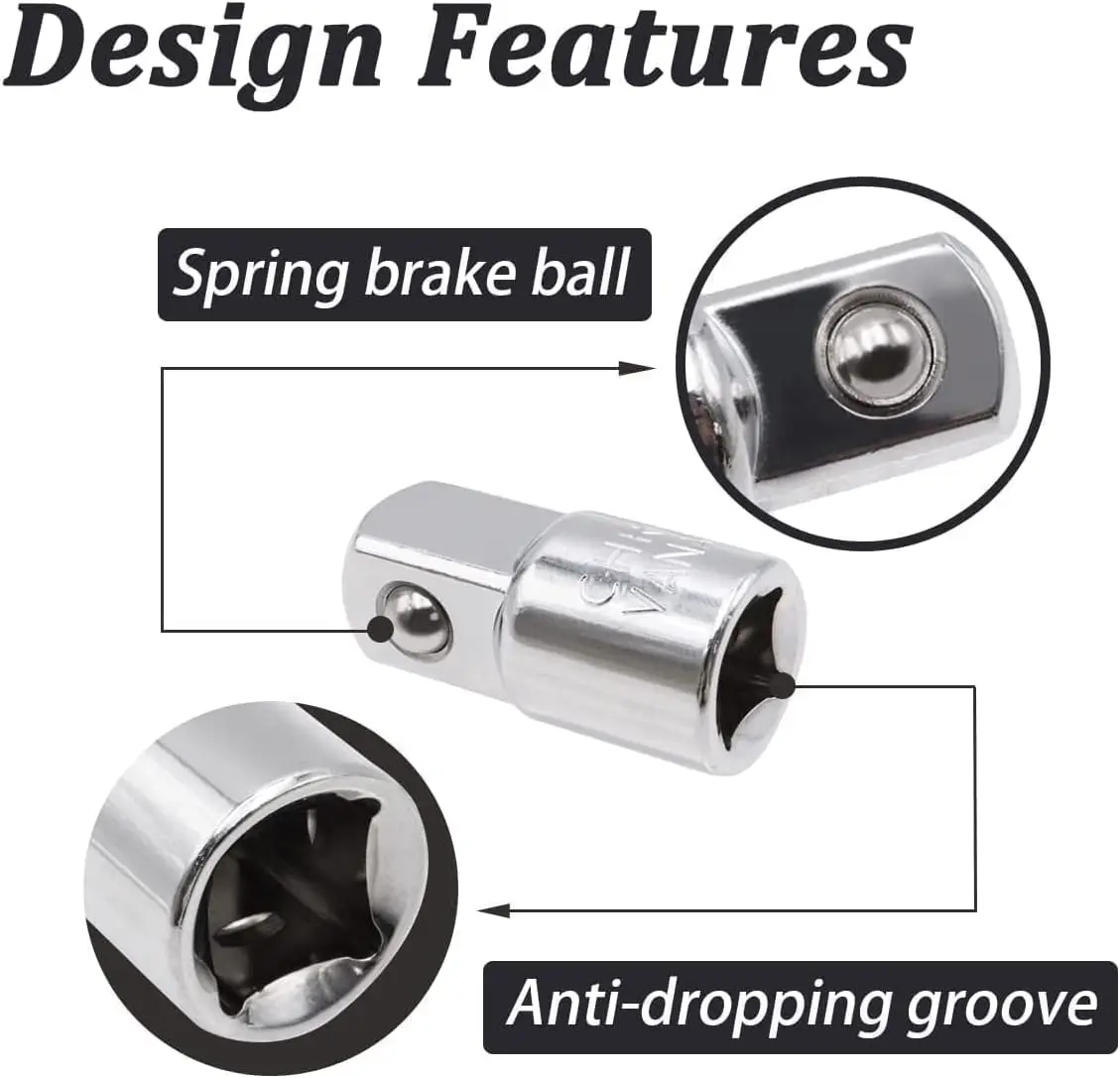 1/4 "3/8" 1/2 "محول مفتاح الربط السقاطة الكروم الفاناديوم الصلب السقاطة/تمديد المقبس/طقم التحويل لصيانة السيارات