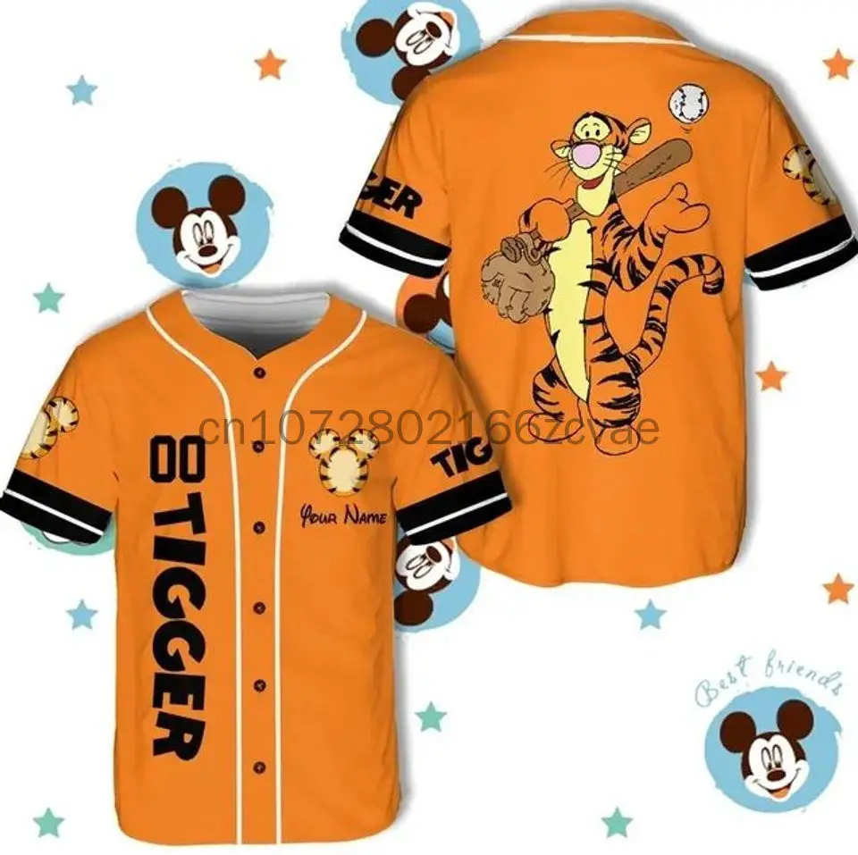 Tigger White Yellow Disney Baseball Jersey Tigger Winnie The Pooh Black Orange Disney Unisex Cartoon Graphic Casual Outfits