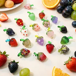 Colorful Cute Strawberry Pendant Mini Fruit Berry Charm for DIY Craft Supplies Perfect Holiday Party Gifts For Handmade Lovers