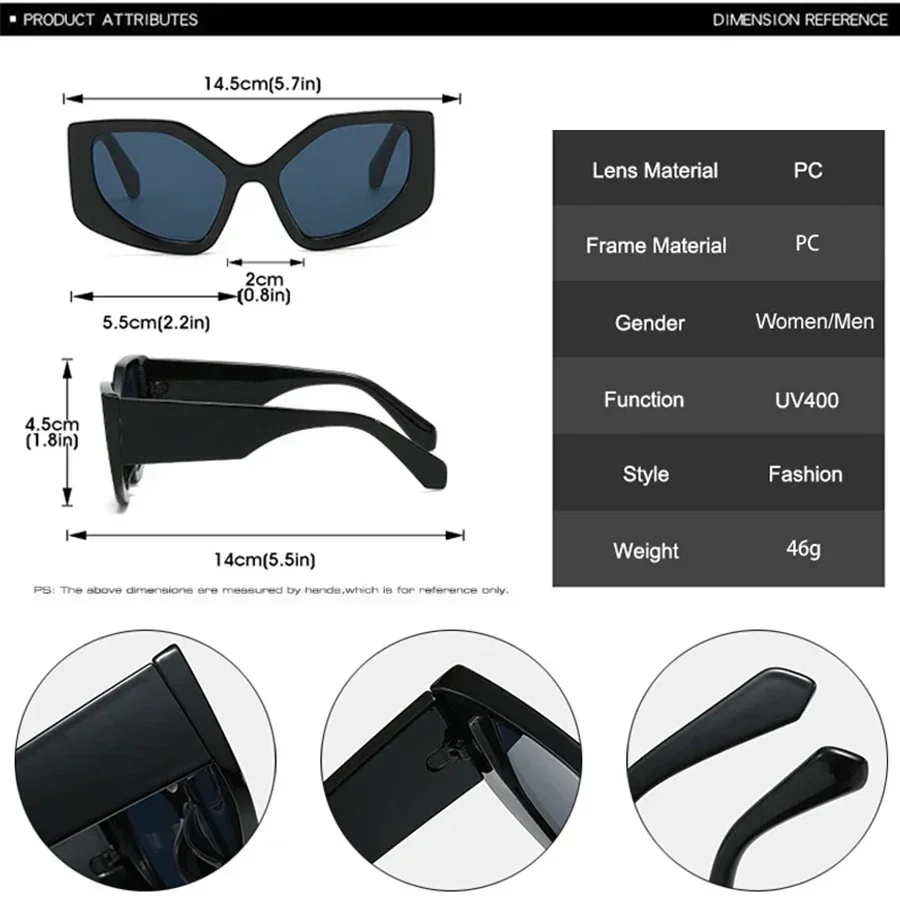 LNFCXI Fashion Rainbow Polygon Cat Eye Women Colorful Gradient Sunglasses Shades UV400 Retro Trending Men Sun Glasses