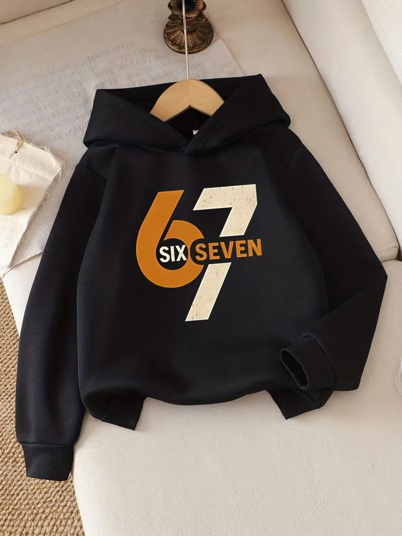 Autumn Digital 67 Six Seven Print Kinder-Kapuzenpullover, modischer Fleece-Kapuzenpullover für Jungen, lässiger modischer Sport-Pullover