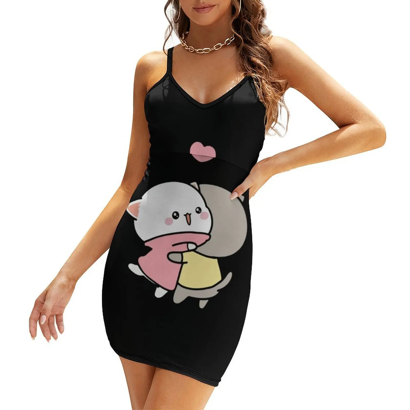

Cat peach and goma hug Premium Sling Dress Summer dresses for women birthday dress for women dress for women womens clothing