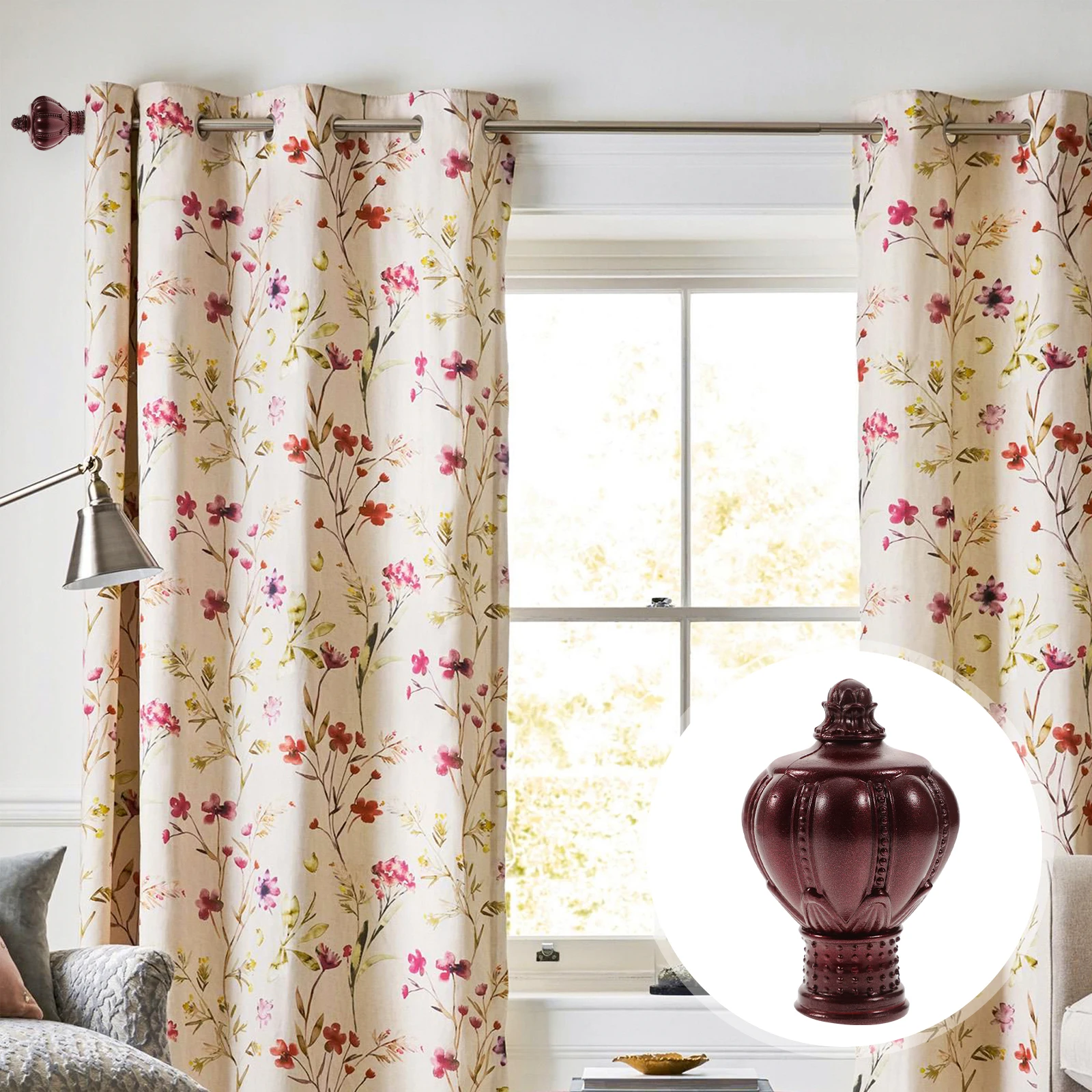 

2pcs Curtain Decor Head Plug Plastic End Caps For 26-28Mm Rods Retro Style Home Window Decoration Curtain Accessories