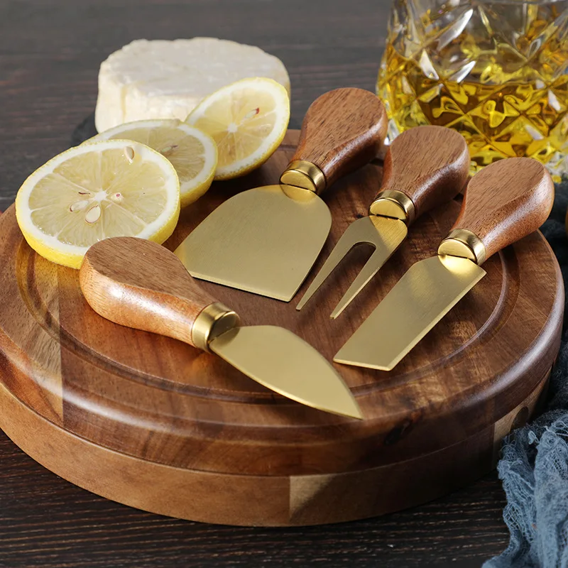 

Acacia Wood Cheese Board Set With Knife Box For Bread Fruit And Butter Serving Platter