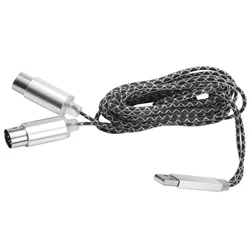 Kabel MIDI do konwertera USB, profesjonalny interfejs MIDI z lampką kontrolną, Chip do przetwarzania FTP, metalowa obudowa