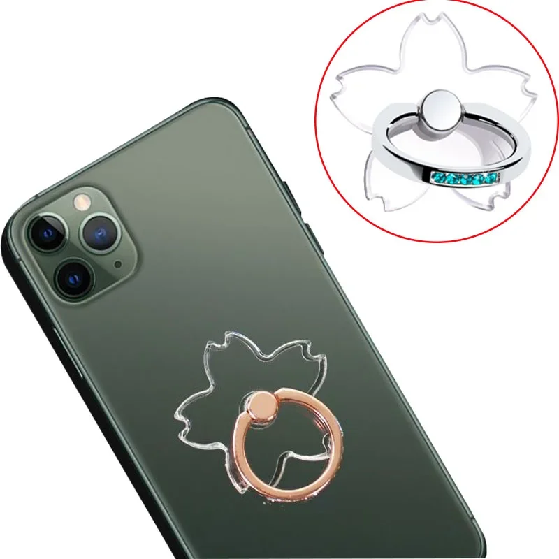 

Transparent Sakura Phone Ring Holder Foldable Car Mount Stand Clear Finger Grip Universal for IPhone 15 14 Samsung Xiaomi 2025