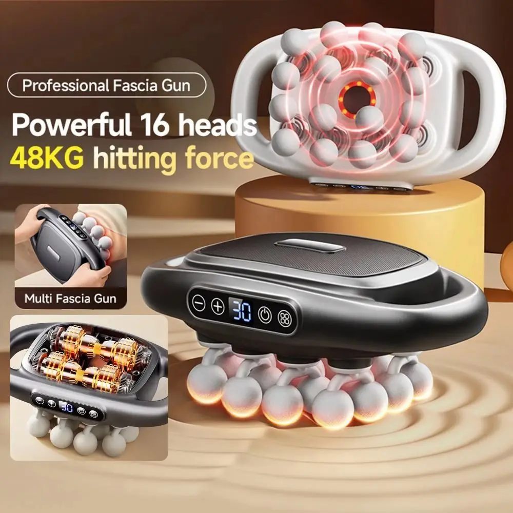 

8/12/16-головка, фасциальное оборудование, высокочастотный массажер для мышц тела, массажер для тела, 30, регулируемый вибрационный массажер для талии