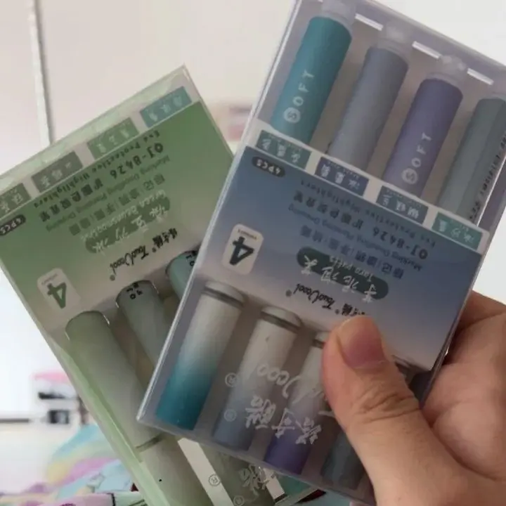 

4pcs/Set Kawaii Macaron Color Gradient Highlighter Pens Student Marker Pen Cute School Office Supplies for Drawing