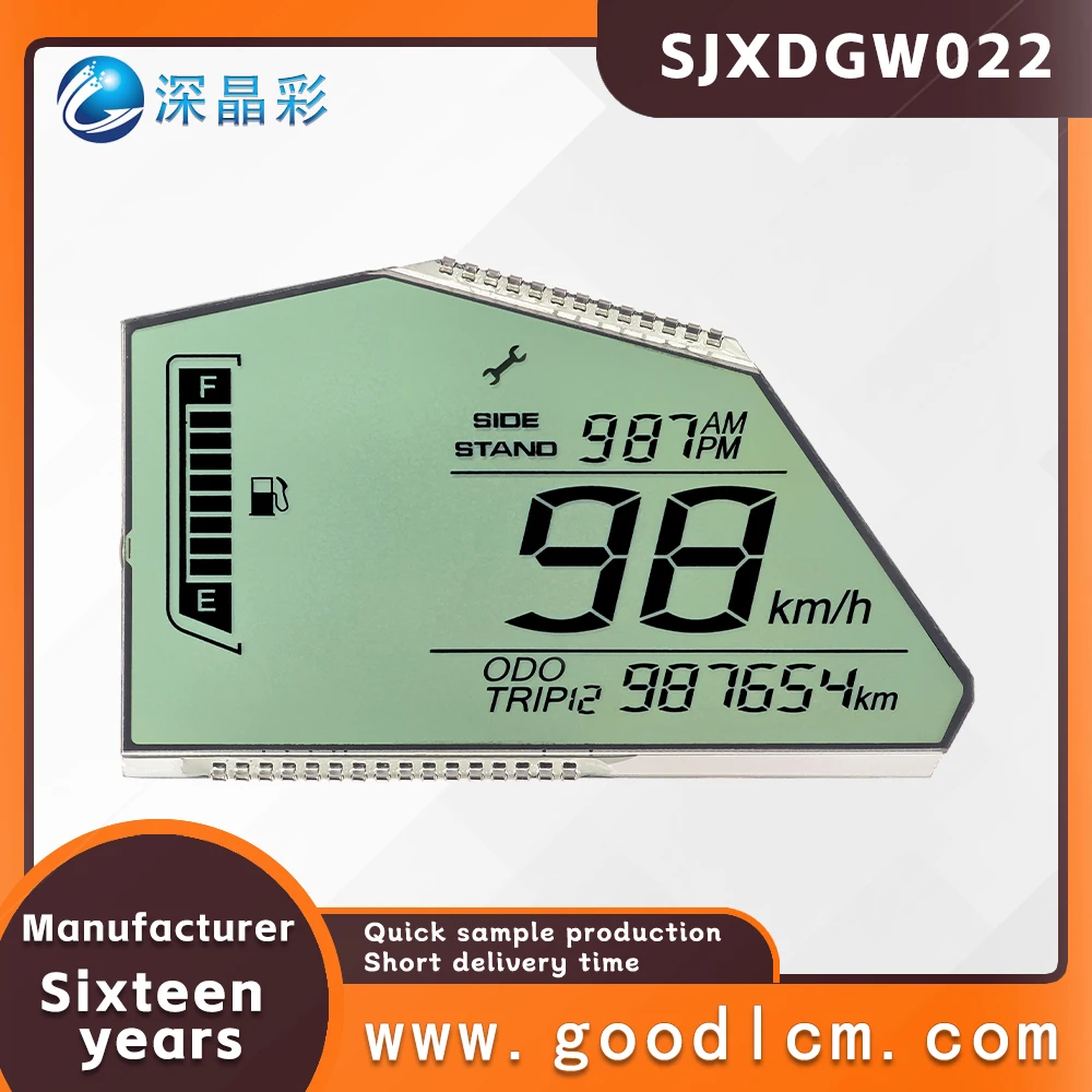 High Quality Segmented LCD Screen SJXDGW022 HTN Suitable for Motorcycle Instrument Anti-Glare High Contrast 7 Segmented Screen