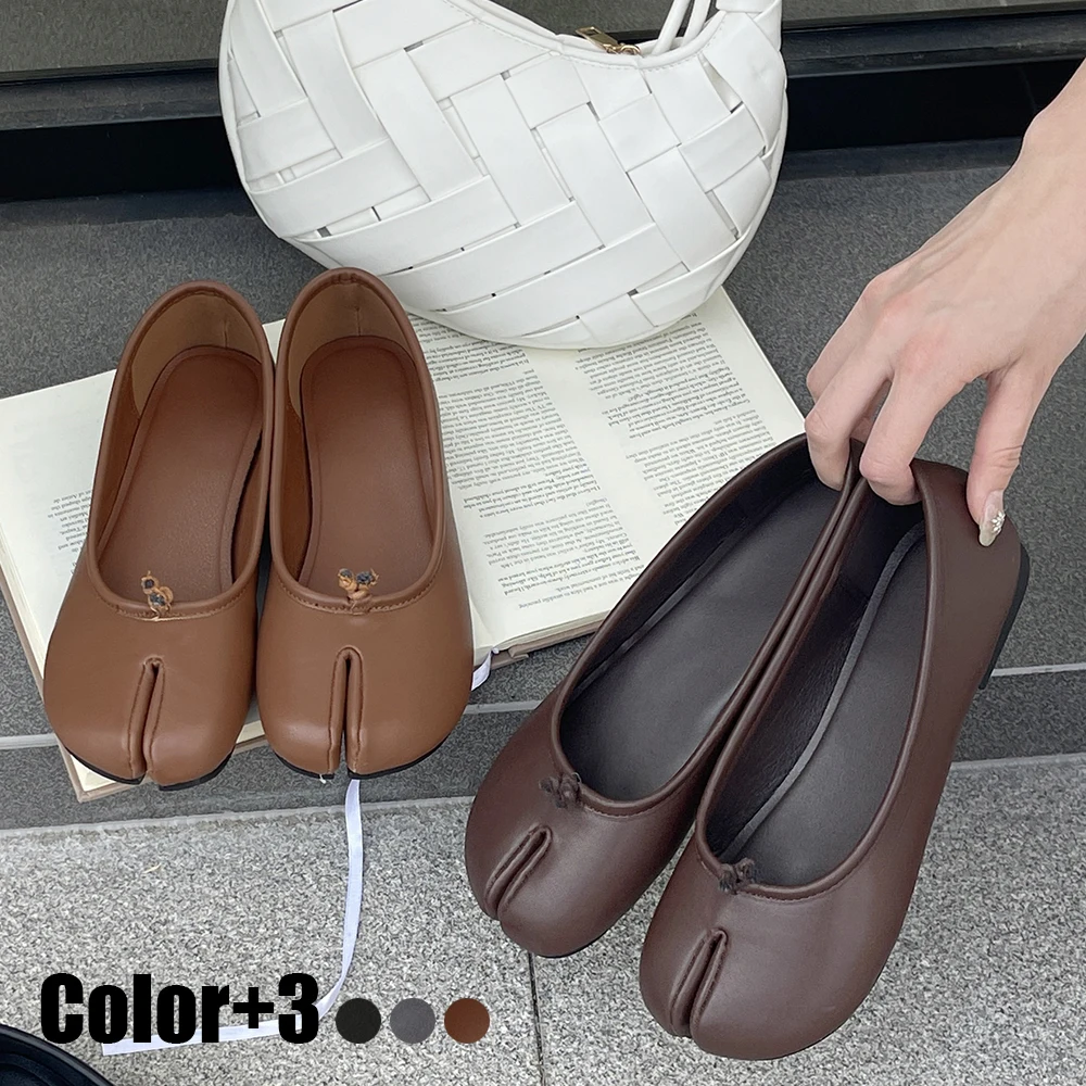 

Women Split Toe Tabi Mary Jane Shoes Casual Comfort Flats 2026 New Summer Brown Black Slip-On Female Shoes For Flats