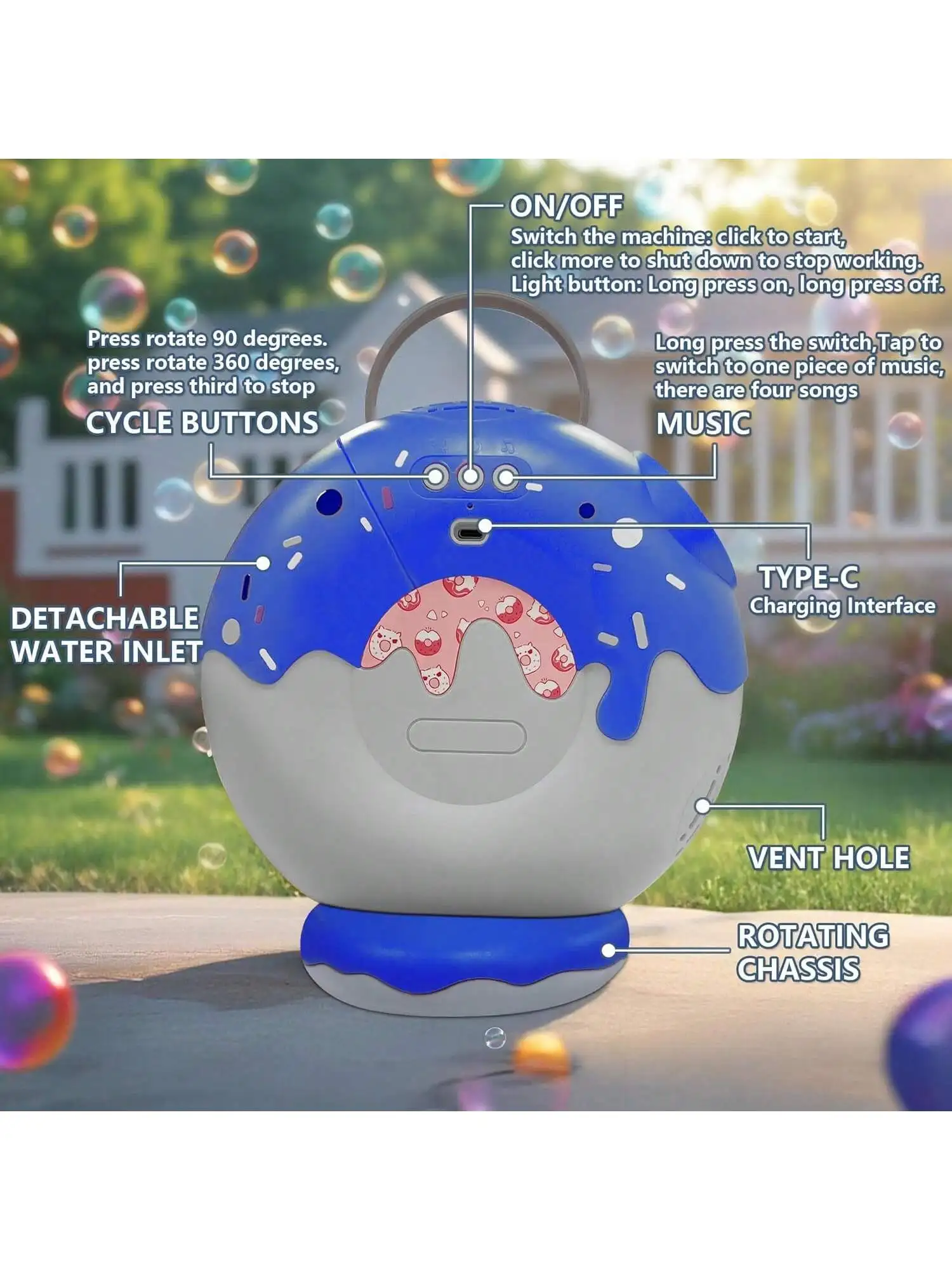 Seifenblasenmaschine für Kinder, automatischer Seifenblasenmacher mit großer Kapazität, 500 ml, mit Musik, wiederaufladbarer Akku, Seifenblasengebläse, Rot