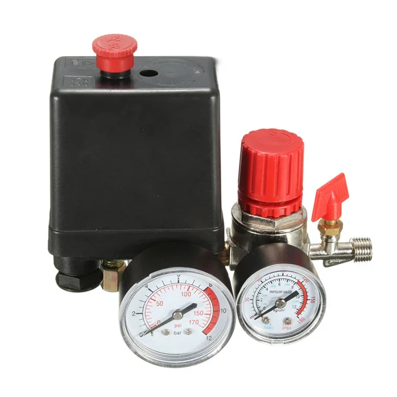 240V AC Regulator Heavy Duty Air Pump Control Valve 4 Port Air Pump Control Valve 7.25-125 PSI