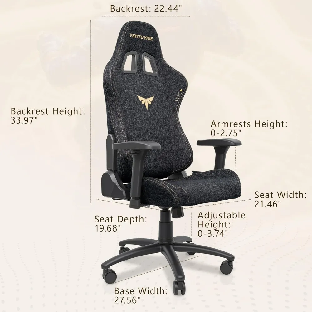 كرسي ألعاب بمسند ذراع قابل للتعديل 4D: 155 °   كرسي استرخاء، سعة 320 رطل، كرسي كمبيوتر مريح عالي الظهر مع دعم قطني