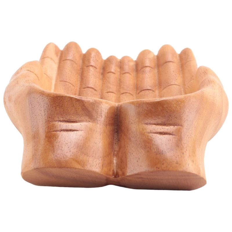 Carved Hands Offering Bowl - Showcase Your Healing Stone - Crystal Holder for Stone - Key Bowl - Crystal Storage Tray