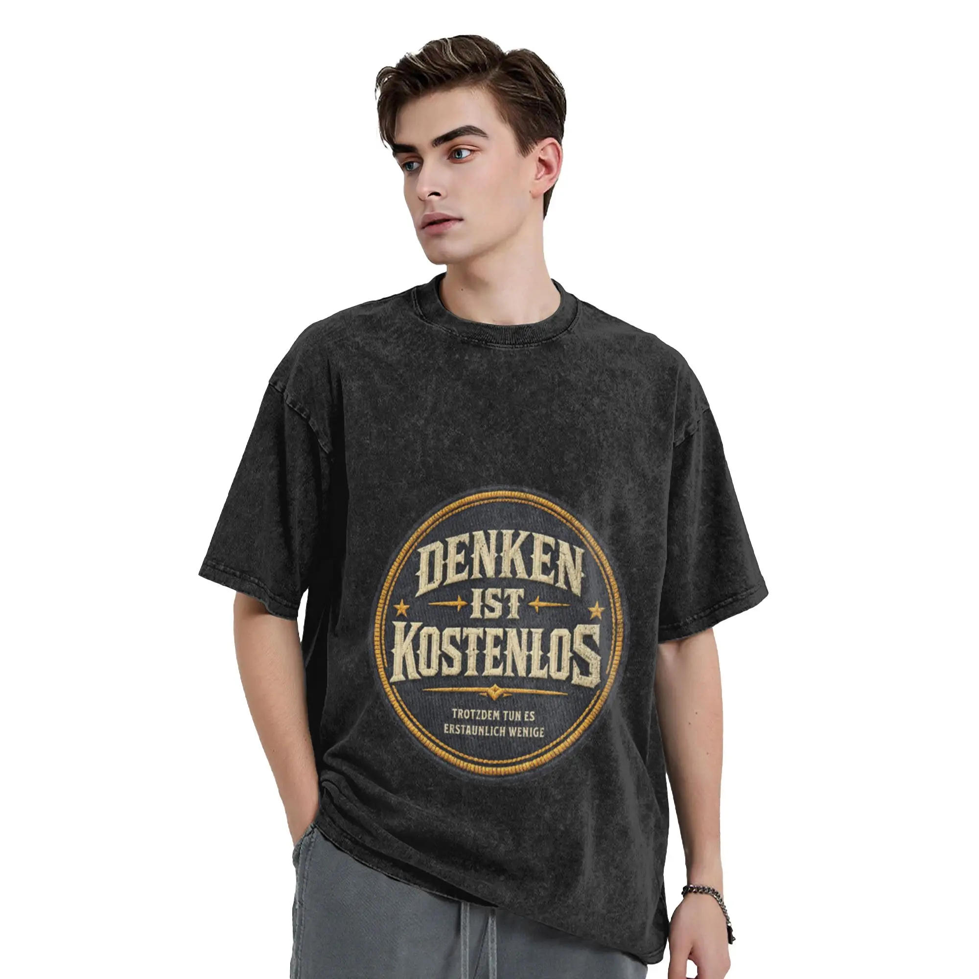 Thinking is free  yet surprisingly few people actually do it  Classic Trendy A Vintage Oversized Cotton Unisex T-Shirts