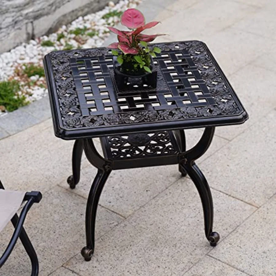 

C/G Outdoor Side TablesCast Aluminum Patio End Tables Anti-Rust Coffee Table for Garden Patio Lawn Copper