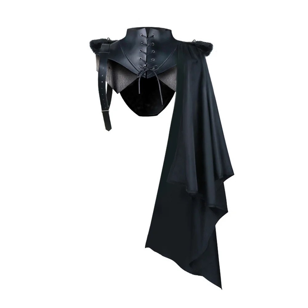 Cape de Cosplay Gothique Punk de la Renaissance Médiévale pour Homme, Accessoires de Costume de oral alier de Vampire, à Capuche, avec Armure Noire Everak