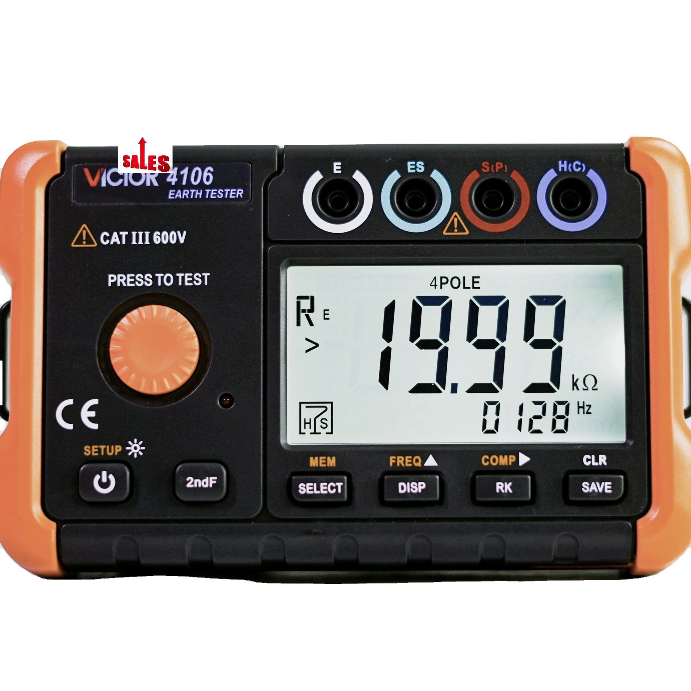 VICTOR 4106 Earth Resistance Tester 2 pole /3poles /4 poles method Voltage 20V 20mA earth soil resistivity Measurement