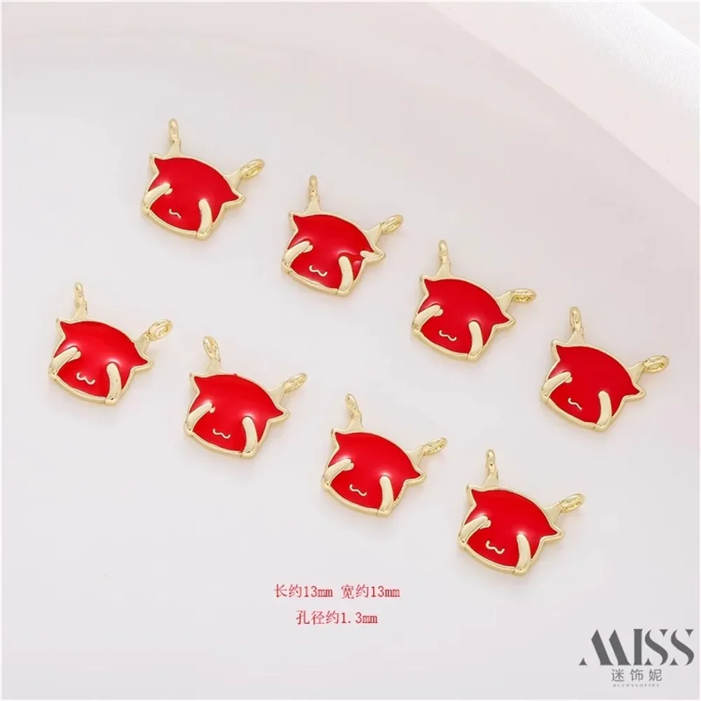 

14K Gold Color-preserving Dripping Oil Niu Double Pendant DIY Handmade Pendant Bracelet Necklace Jewelry Accessories