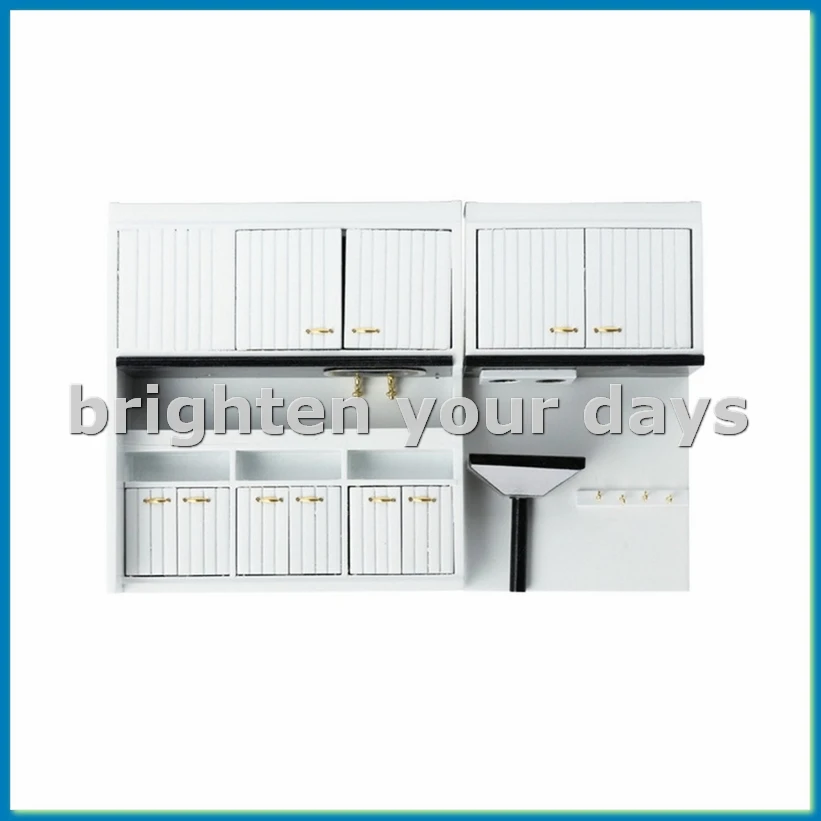 1Set White Kitchen Cooking Table Set 1/12 Dollhouse Decoration Ornament Kitchen Miniature Scene Model Doll Toys-A12I