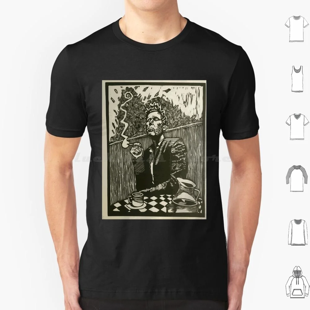Tom Waits Smoking A Cigarette Graphite Artwork T Shirt Big Size 100% Cotton Tom Waits Music Smoke Smoking Cigarette Graphite