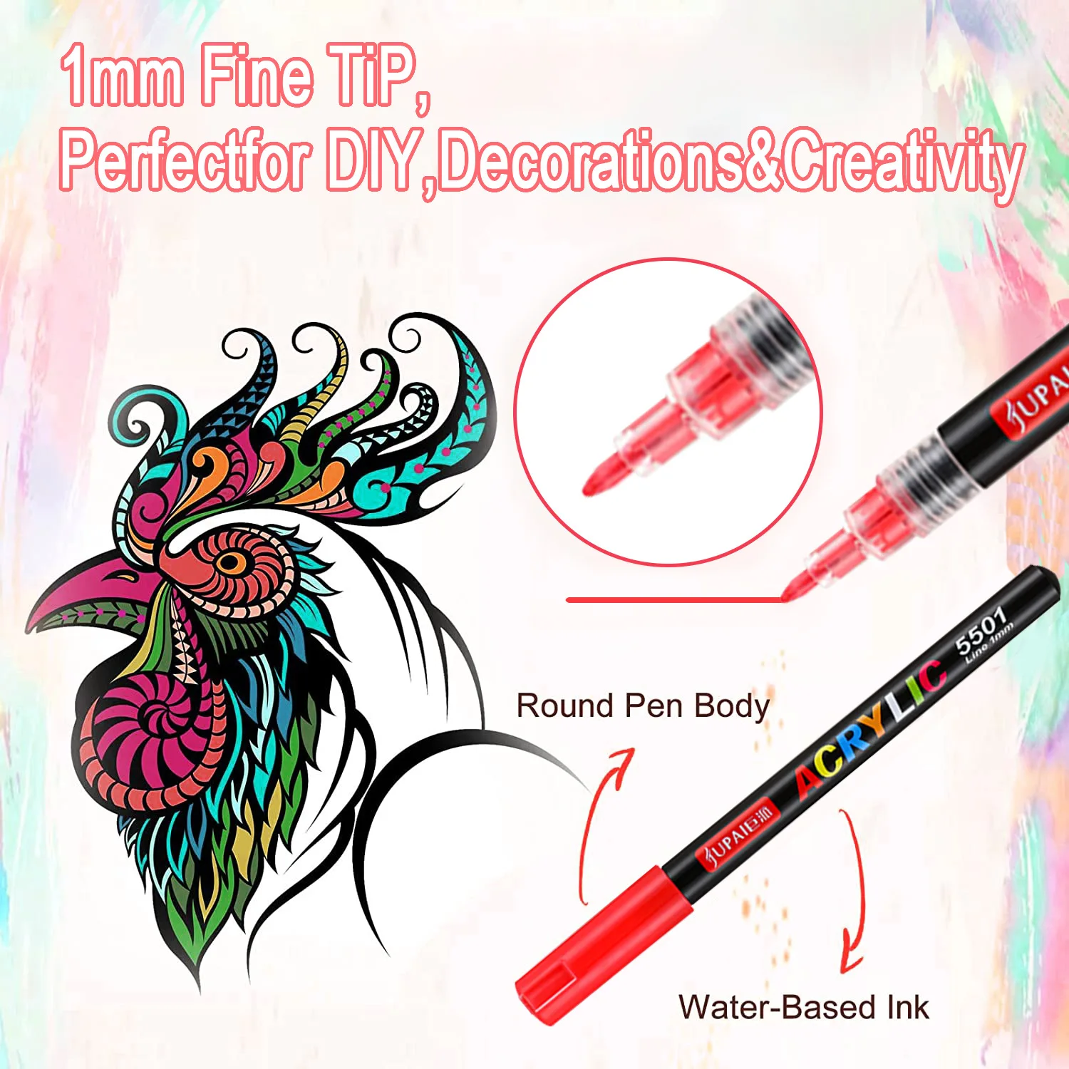 علامات فنية من الأكريليك 12/24 لونًا - للكتابة على الجدران وحسابات اليد والرسم بنفسك على الخشب والحجر والزجاج |   اللوازم المدرسية للفن والمدرسة.