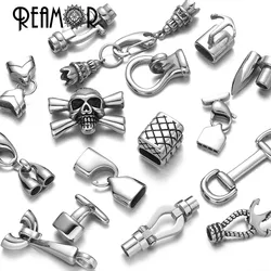 REAMOR Stainless Steel Dragon Head Anchor Connectors fit 5/6mm Leather Cord Bracelet DIY Metal Clasp Hook Jewelry Accessories