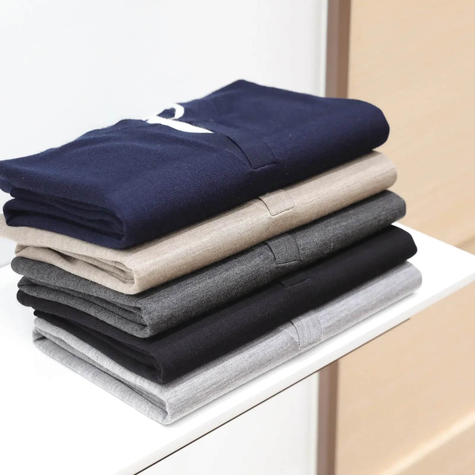 Italian old money style 2026 spring new thin 100% wool knitted long-sleeved T-shirt