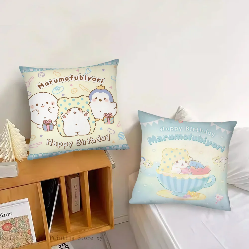 Cute Sanrio Marumofubiyori Pillow Case Fashion Square Pillowcase Bedroom Sofa Room Ins Decoration Leisure Cushion Cover 40x40