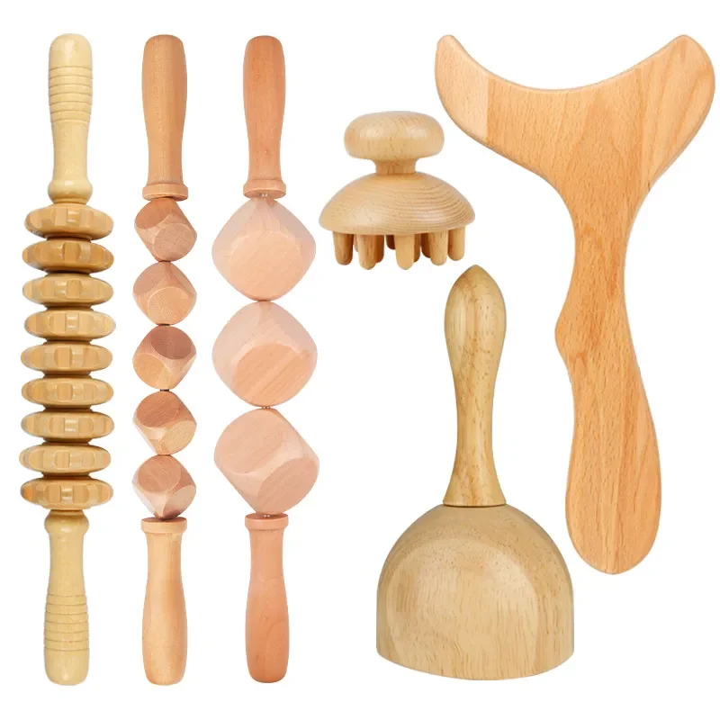 Maderotherapy Wood Therapy Massage Tool Set -Anti-Cellulite Lymphatic Drainage Body Sculpting Massager for Spa Home Use