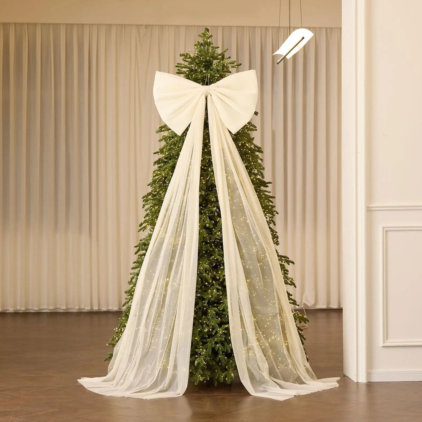 

Giant Christmas Tree Bow 20 x 71 Inch Extra Large Indoor Velvet Decor Christmas Holiday Wall Backdrop for Door Wall Wedding