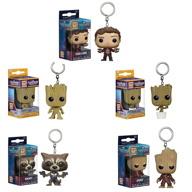 FUNKO POP Стражи Галактики 2, Звездный Лорд, ракетное дерево, брелок для ключей, игрушки для детей, подарок с розничной коробкой