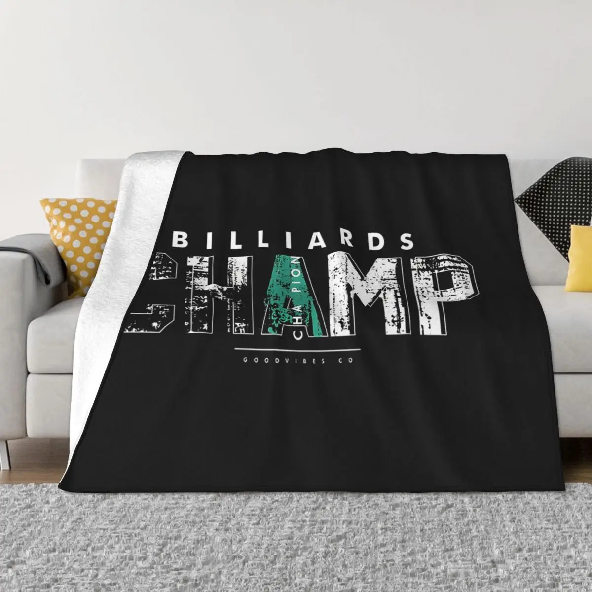 Billiards Cue Sport Pool Snooker Games Blanket Flannel Decoration Champ Portable Home Bedspread