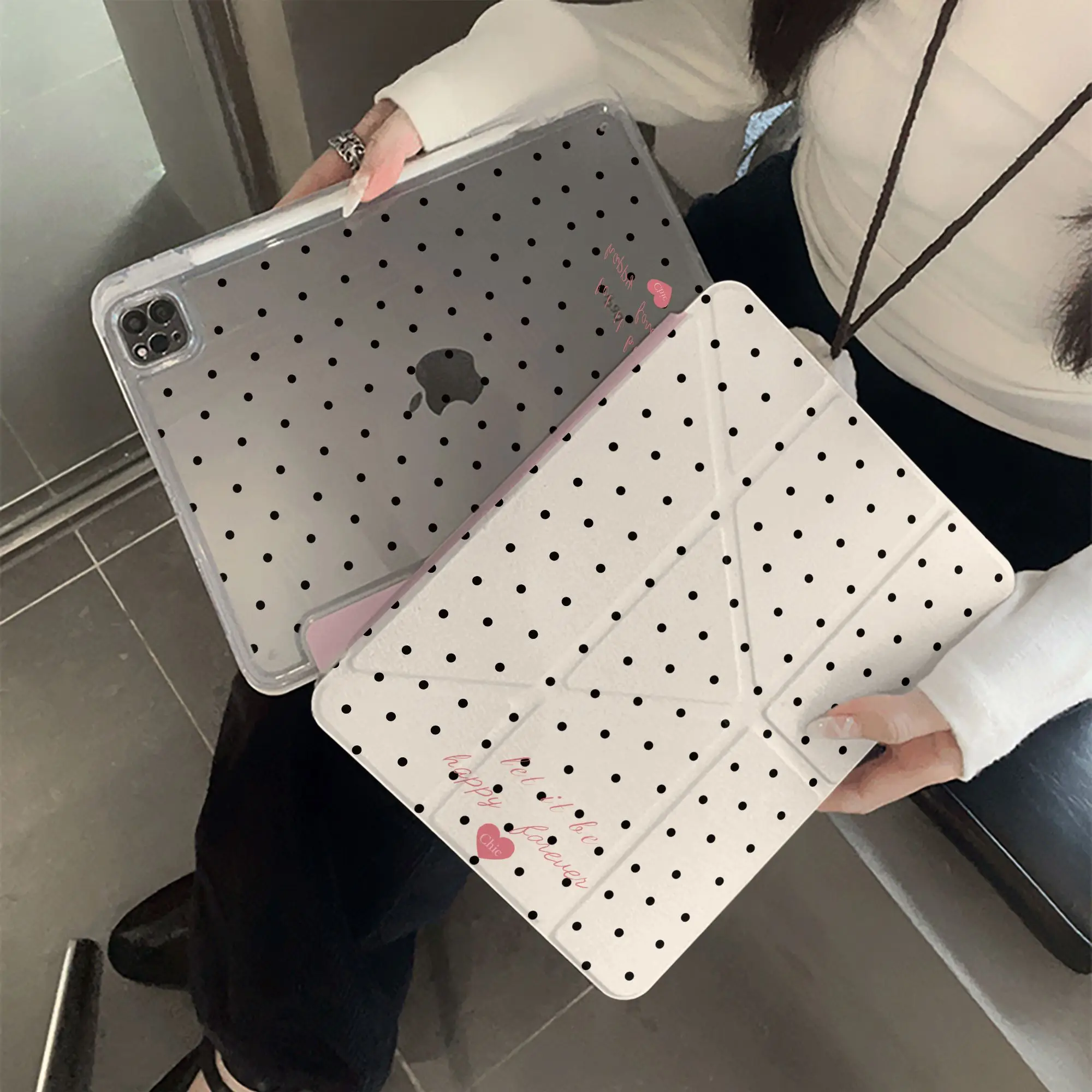 

Чехол Wave Dot Letter для iPad Pro 11, 13 дюймов (2025), iPad Pro 12.9 дюймов, Air 7, 10-го поколения, M4, M5, Y-образный складной защитный чехол