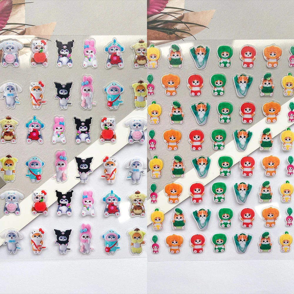 Pvc Mini Cute Vegetables Cat Stickers Cartoon Cat Sticker Funny Graffiti Decals Luggage Laptop Phone Case Guitar Birthday Gifts