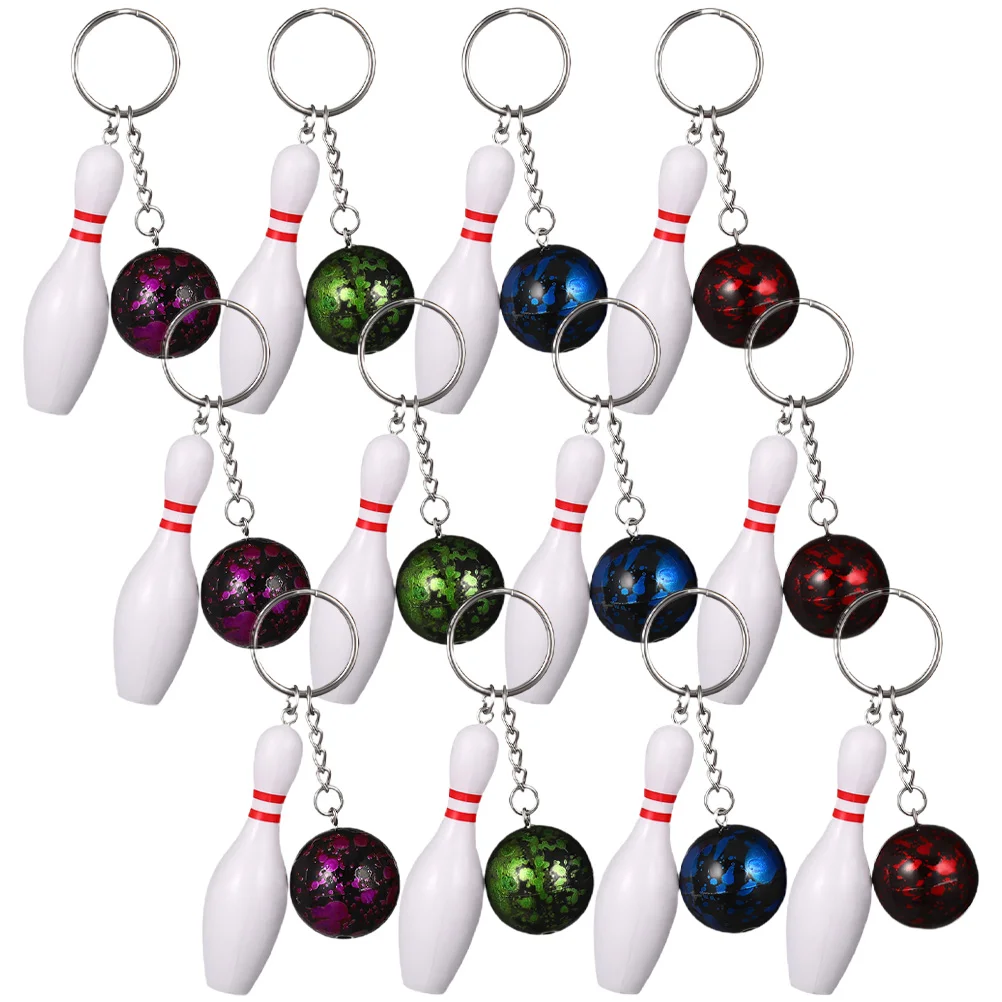 12 Pcs Bowling Keychain Keychains Rings Decors Hanging Mini Simulated Pvc Party Decorations Match Keepsakes Delicate Design