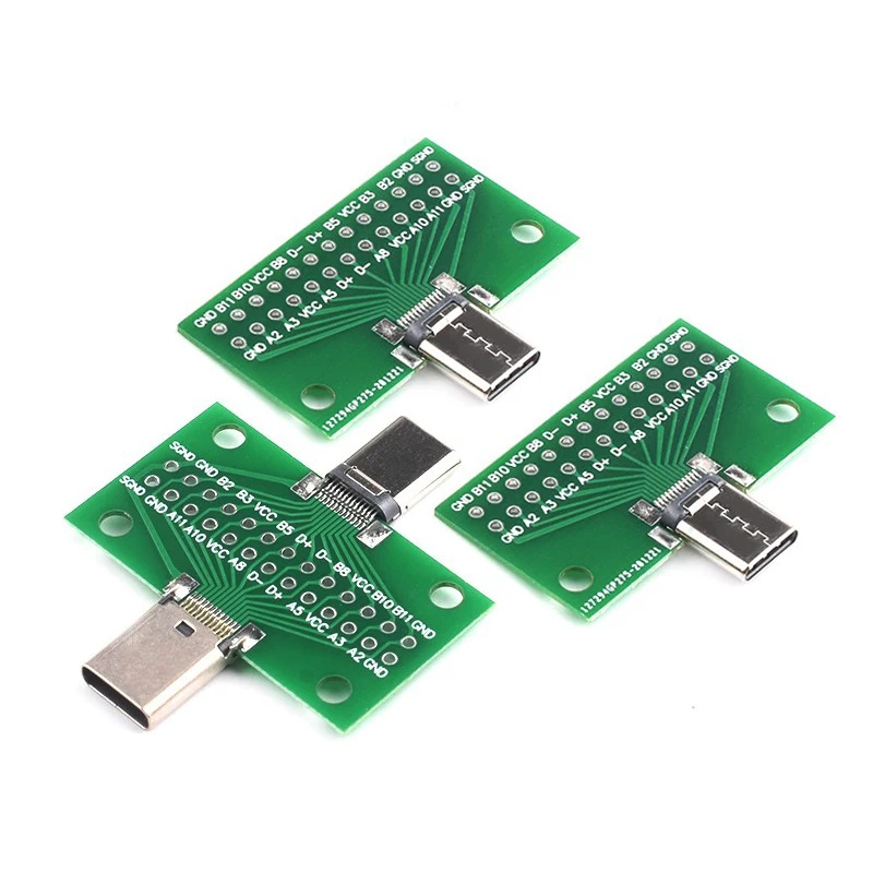 Type-C Male to Female USB 3.1 Test PCB Board Adapter Type C 24P 2.54mm Connector Socket For Data Line Wire Cable Transfer