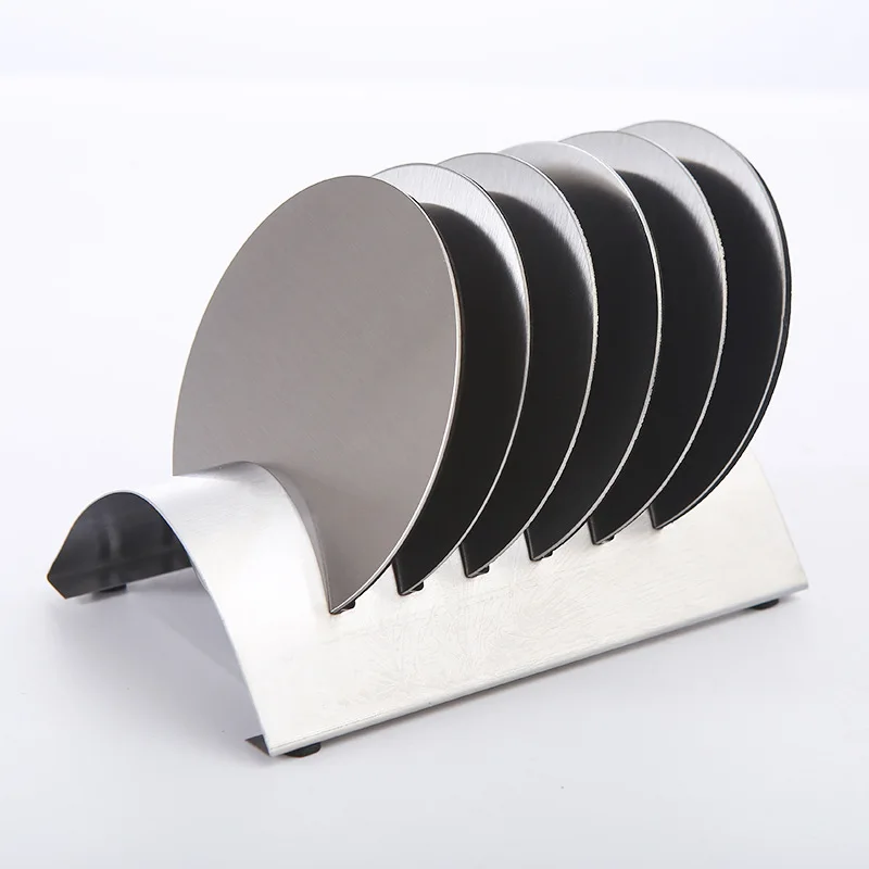 6pcs/set Stainless Steel Coaster Set Drink Coasters Placemats for Table Non-slip Insulation Cup Mat Kitchen Accessories