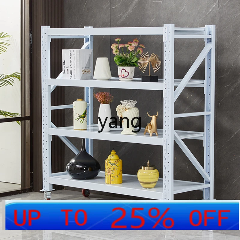 Lmm Heavy Duty Wheeled Storage Goods Household Warehouse Movable Display Rack Multi-layer Iron Shelf