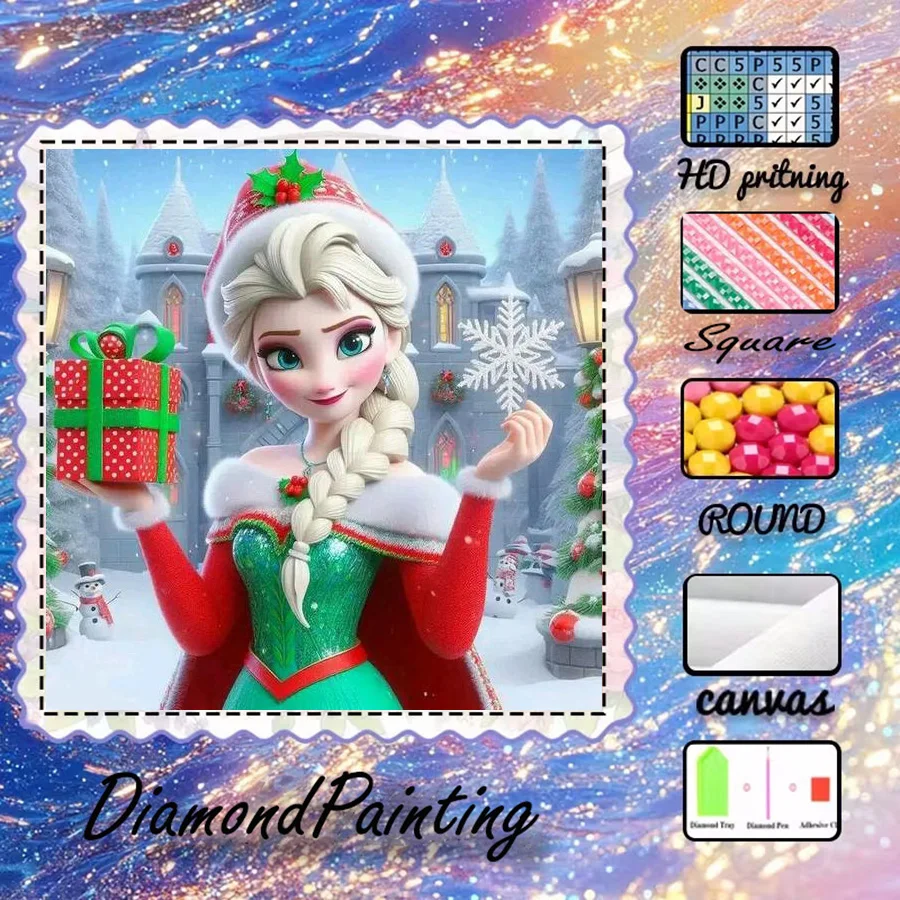 1 Stück - Potdemiel-5D-DIY - Beflockter Stoff - Spezialbohrer - Diamantmalerei-Set - Weihnachtselemente - Diamantkunst