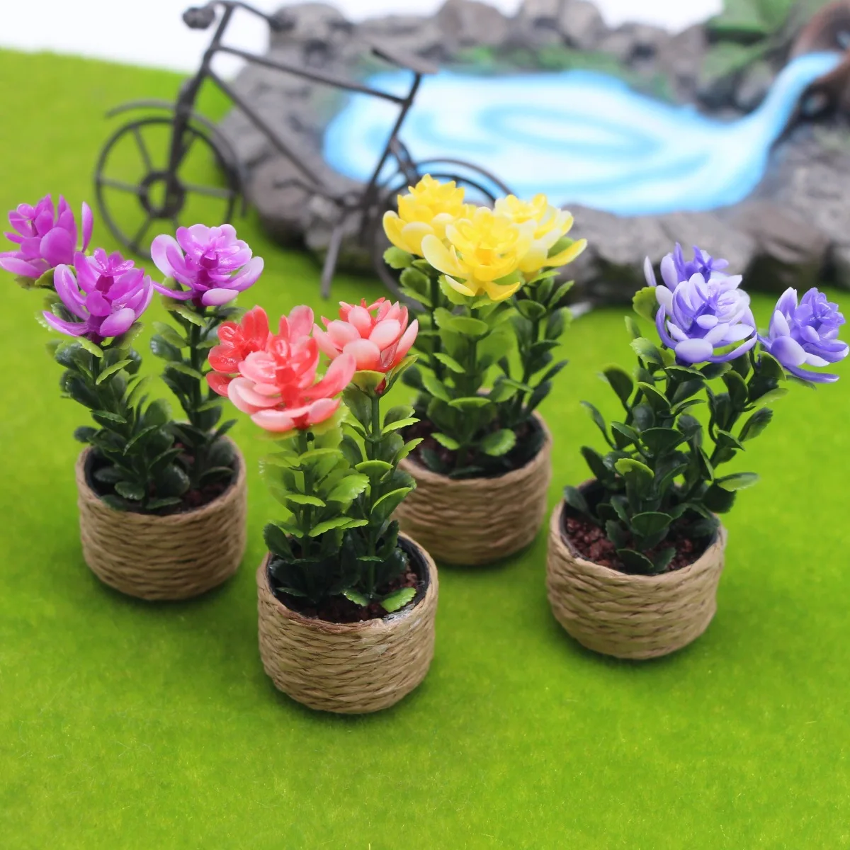 

4pcs Miniature Potted Plants Realistic Fake Succulent Artificial Bonsai Simulation Flower Decor Desktop Plants For