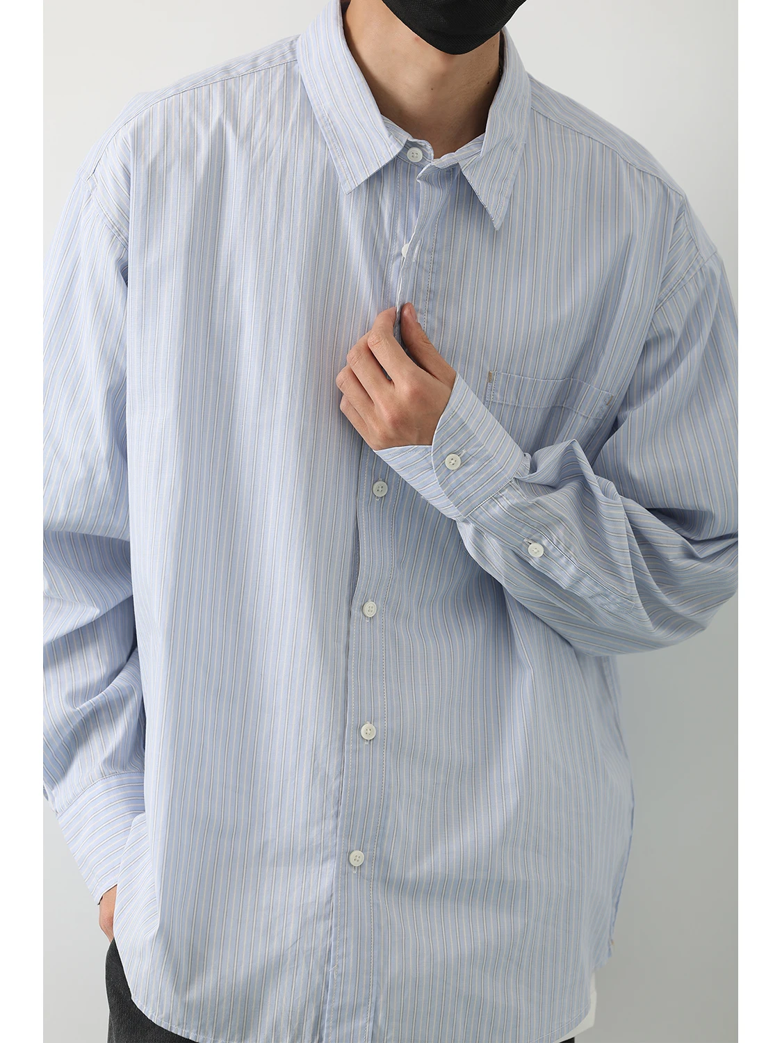 

Магазин LH: Весенне-осенняя свободная рубашка с длинным рукавом в полоску, повседневная, для многослойных образов, модная верхняя одежда, 100% хлопок, молодежная мода