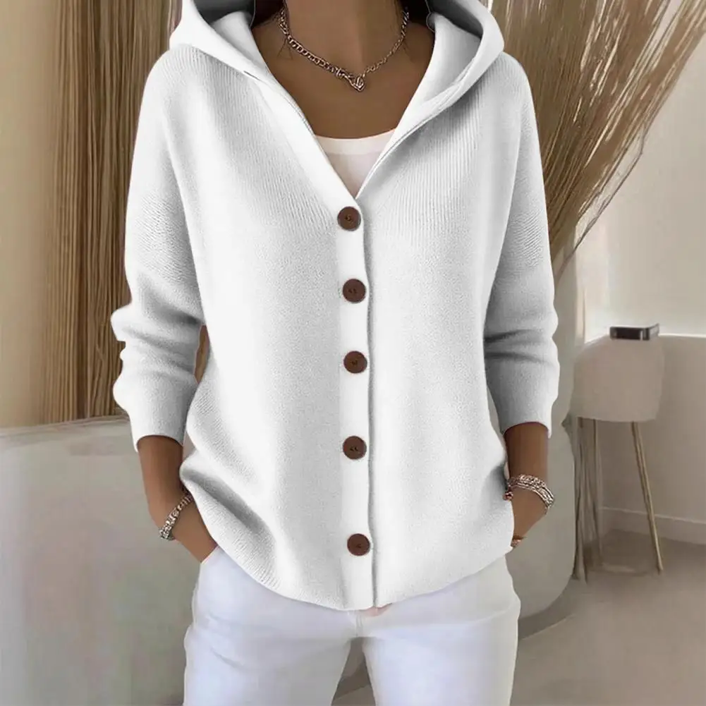 Women Coat Women's Hooded Cardigan Sweater Casual Long Sleeve Knit Hoodie Oversized Button Down Coat Fall Outerwear for Women