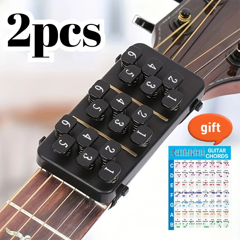 2pcs Training Aids Easy Press Kit Guitar Chord Assisted Learning Tool 18 Buttons One Click Guitar Chord for Guitarists Beginner