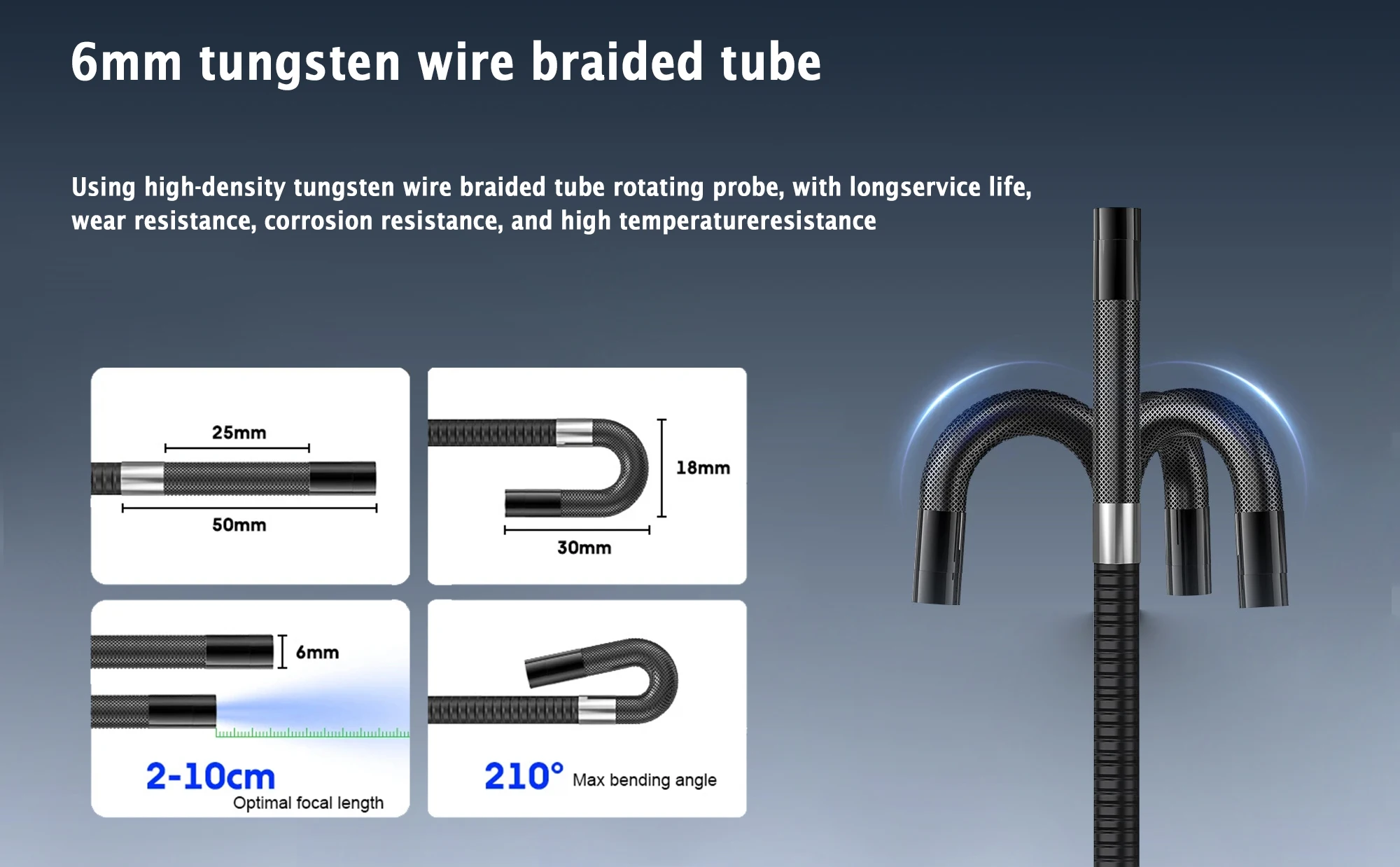 6mm720 Degrees All Way Steering Industrial Endoscope for Car Pipe Inspection Sewer Camera Borescope With 5 Inch HD Screen