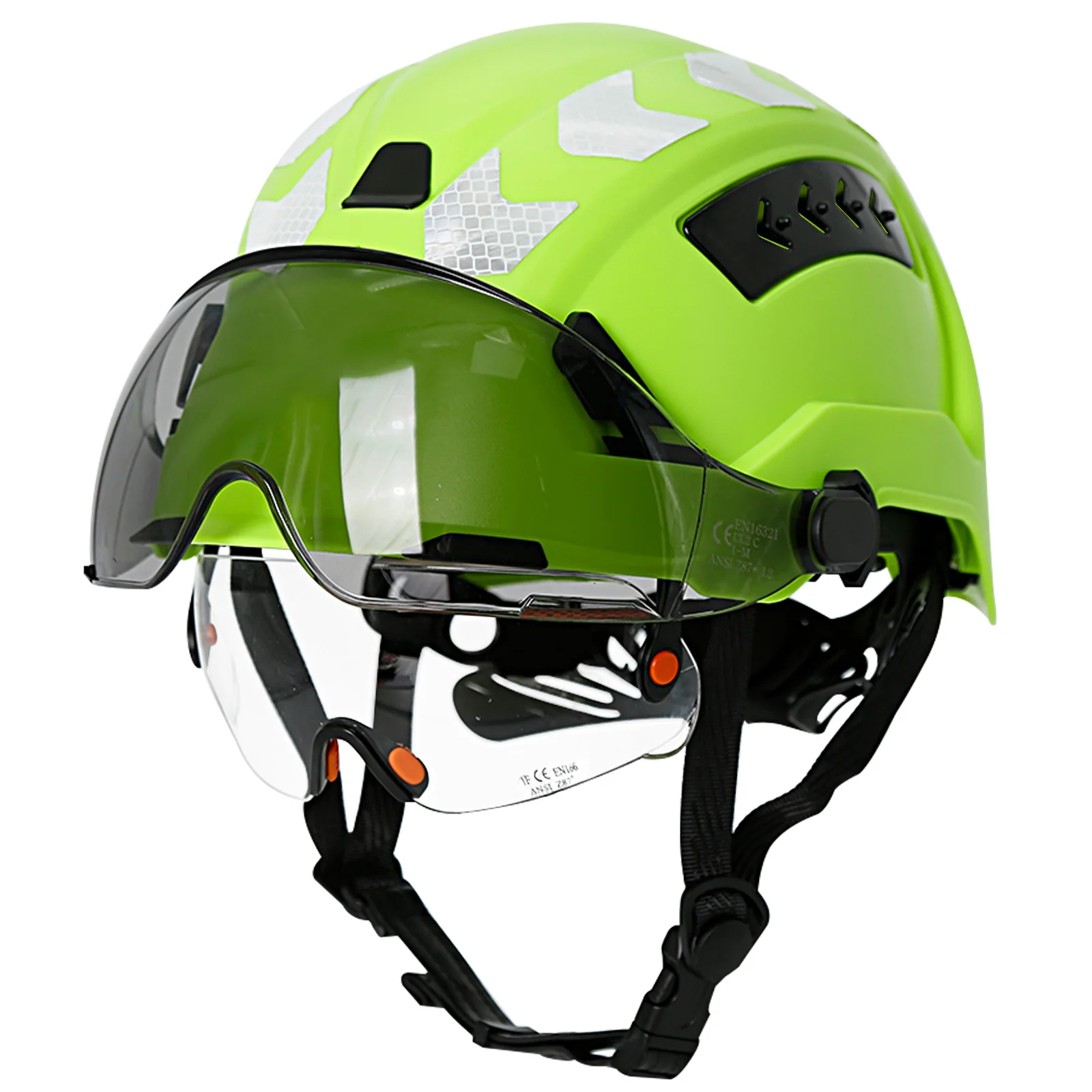 Casco de seguridad para construcción CE con gafas dobles, pegatinas reflectantes, casco duro transpirable deslizante, gorra de trabajo Industrial ANSI, nuevo