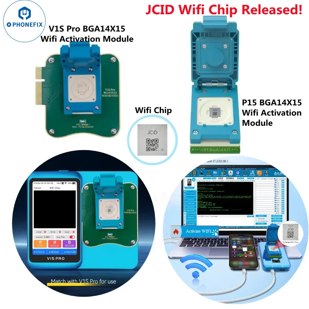 JCID P15 1S Pro WiFi وحدة التنشيط JC مبرمج WiFi رقاقة آيفون 12 13 14 Pro max Unbinding Wifi كسر وحدة إصلاح