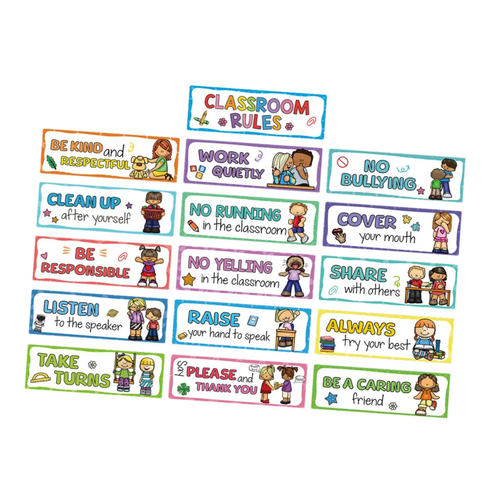 

16Pcs Classroom Rules Educational Posters,Behavior Educational Content Signs for Class Home Nursery Teacher Middle High School
