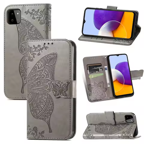 Cute Butterfly Case for Samsung Galaxy A22 5G (A22s) 6.6in Cover Flip Leather Wallet Book Black GalaxyA22 GalaxyA22s A 22 22S