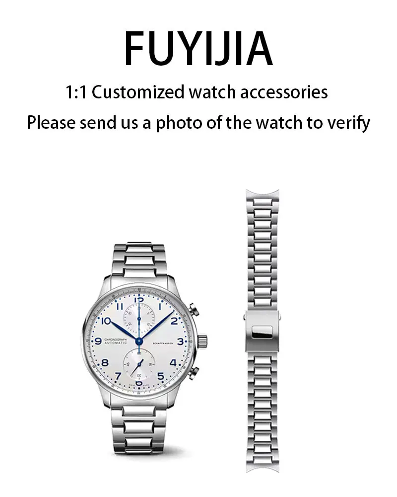 

FUYIJIA Men Custom IW-C P-ORTUGIESER Original Watchbands Fine Tune The Folding Buckle Bracelet 20MM 316L Stainless Steel Strap